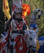 Chevalier et son cheval, en armure pour le tournoi